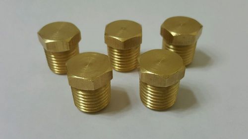 5 pcs 1/4&#034; mip male npt brass hex plug fitting for sale