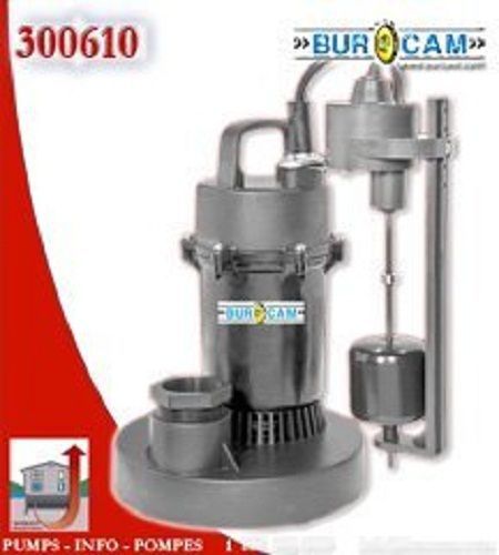 Burcam submersible sump pump vertical switch 1/3 hp model 300610 for sale