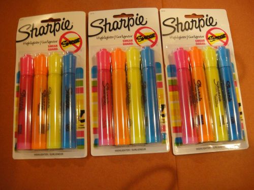 3X SHARPIE Highlighters 4 Multi Colors per pack, Tank Style FREE SHIP