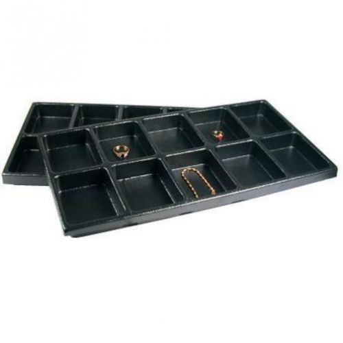 2 Black Plastic 10 Compartment Jewelry Tray Inserts