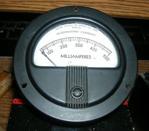 NOS Simpson Electric Model 56 AC Milliamperes gauge, 0-500 milliamps range