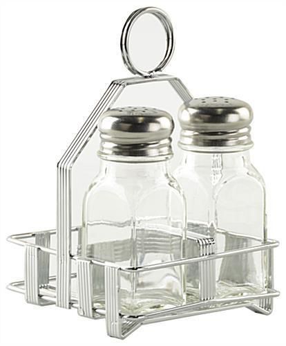 Salt and Pepper Caddy Set, Kit of 12 Racks- Silver 19700