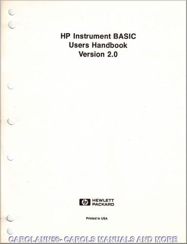 HP Manual INSTRUMENT BASIC USERS HANDBOOK Ver 2.0
