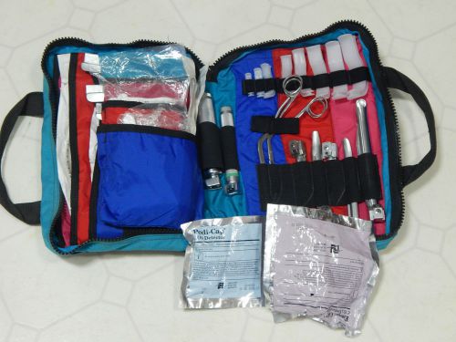 Emt propper laryngoscope kit ems madical bag pack fiber optic rusch 35pc set for sale
