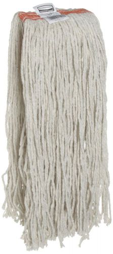 Premium cut-end cotton wet mop head, 24oz, white, 1&#034; orange band, case of 12 for sale