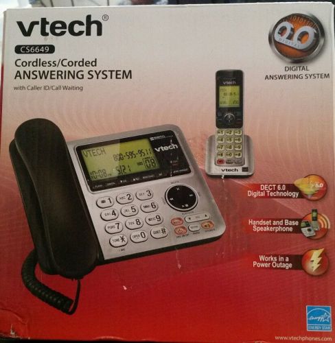 VTech CS6649 DECT 6.0 Expandable Corded/Cordless Phone with Answering System and