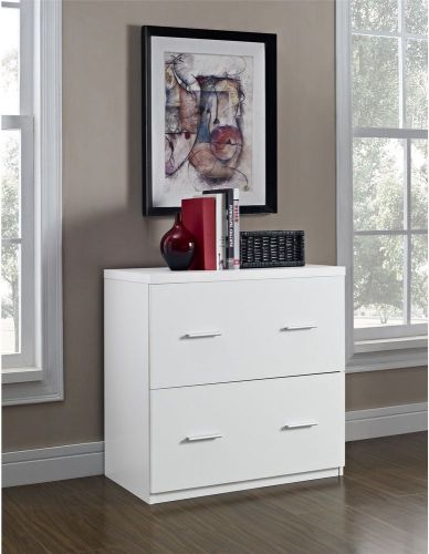 Contemporary lateral storage file organizer two wide drawer furniture white for sale