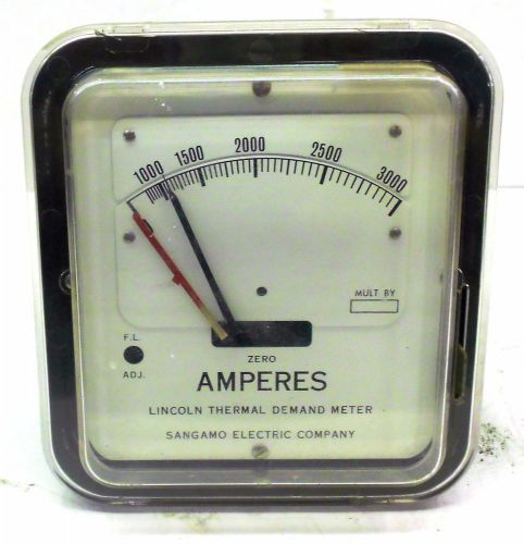 SANGAMO ELECTRIC, LINCOLN THERMAL DEMAND METER 79955, 5 AMPS, 0-3000 AMPERES
