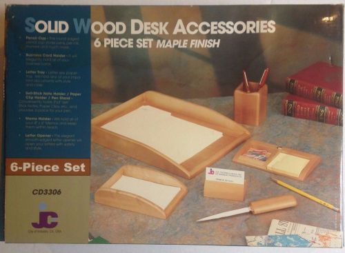 Solid Wood Desk Accessories 6 Piece Set Maple Finish CD3306