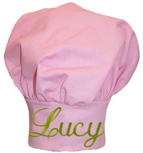 Lucy Chef Hat Adjustable Female Personal Name Monogram Embroidered Pink Avail