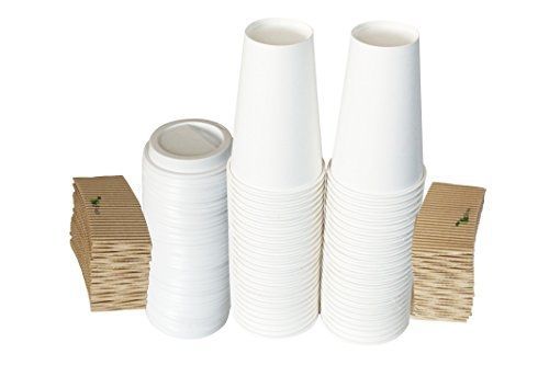 Yes!fresh 50 Paper Hot Coffee Cups/Disposable Hot Cups 16-Ounce Capacity, White,
