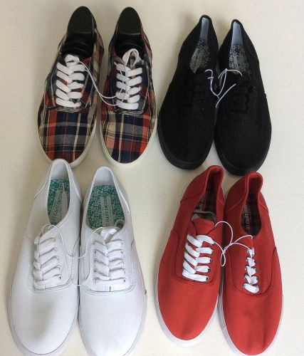 Womens Canvas Shoes Lace Up Casual Sneakers. 9 red, 9.5 white, 11 plaid &amp; black