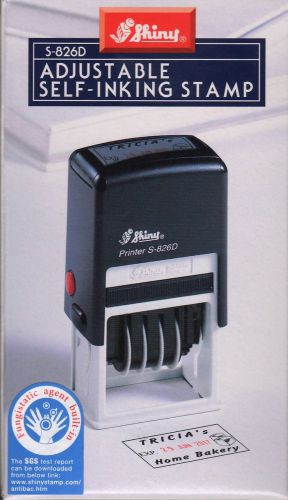 Date Stamp, Adjustable Self-inking Dater, Shiny S-826-D with 4 Rubber Dies