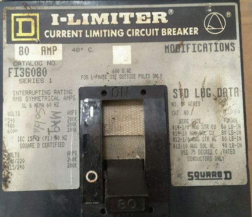 SQUARE D I-LIMITER CIRCUIT BREAKER FI36080