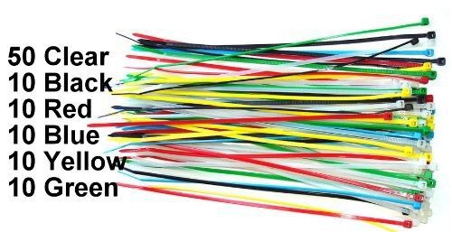 Atb new 100 pc assorted colors 8&#034; plastic zip cable ties for sale