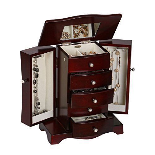Mele &amp; Co. Bette Wooden Jewelry Box in Mahogany Finish