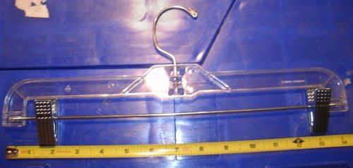 100 14&#034; Clear Pinch Adult Bottom Pants Hangers Plastic Swivel Hook Adjustable