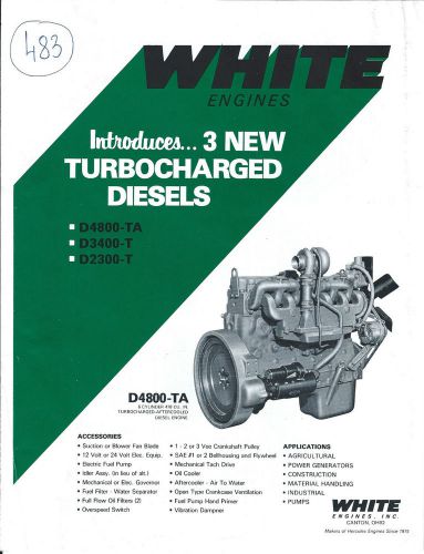 Equipment brochure - white - turbocharged diesel engines - c1970&#039;s (e3007) for sale