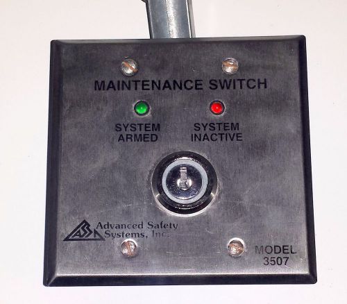 Advanced Safety Systems, Inc. MAINTENANCE SWITCH Model # 3507 Kidde Fire Keyed