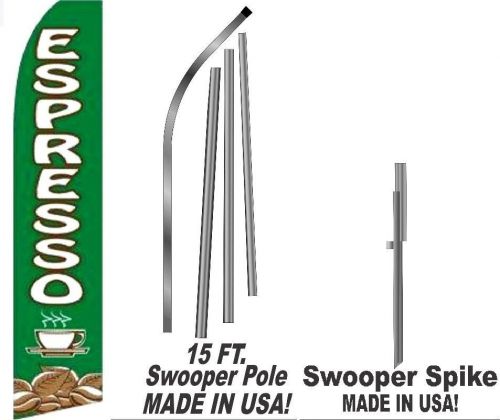Espresso Sign Swooper Feather Flag 15&#039; Feather Super Flutter Banner Pole &amp; Spike