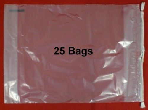 25  Drawstring Tote Clear Plastic Bags 10&#034; X 15&#034; X 3&#034;