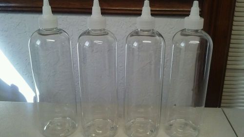 Lot (4) clear 16 oz twist cone top plastic bottle