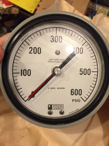 Weksler pressure gauge 0-600 psig 4 1/2&#034; face w/ flush mounting ring assembly for sale