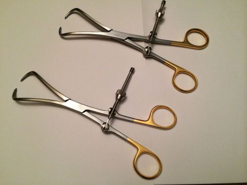 SET of 2 Bone Reduction Forceps 8.25&#034; with Fixation Screw Orthopedic Surgical