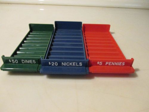 Plastic Dime Nickle and Penny Color-Coded Bank Equipment