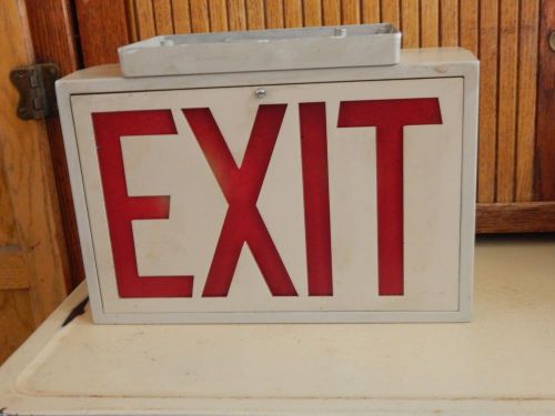 Vintage commercial prescolite wall ceiling mount electric exit sign for sale