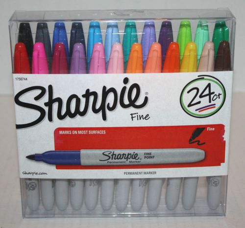 NEW SHARPIE Fine Tip 24 Count Permanent Markers Assorted Colors FREE Shipping!!!