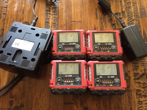 (4) rki gx-2009 multi-gas monitor detector meter h2s,co,ch4(lel),o2 calibrated! for sale