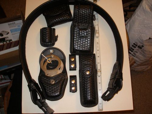 Bianchi Duty Belt with multiple holders, S&amp;W cuffs/w key and belt loops