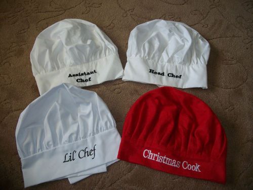 Lot 4 Chef Hats Embroidered Head Assistant Lil Chef Christmas Cook