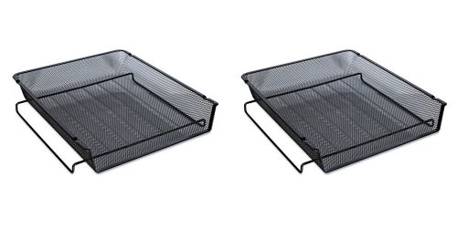 Universal 20004 Mesh Stackable Front Load Tray Letter Black 2 Packs