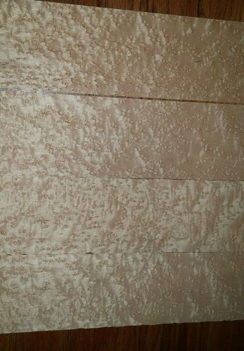 4 flat pieces of Birdseye Maple Raw Wood Veneer each 38 x 3 1/2&#034; heavy figure