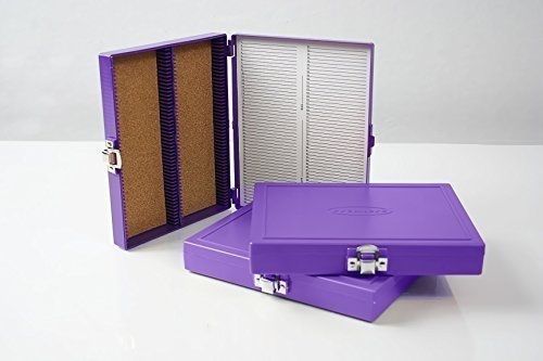 100pc Microscope Slide Storage Box, Purple