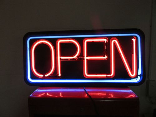 EXTRA LARGE 36&#034; x 16 1/2&#034; OPEN SIGN   REAL GLASS NEON SIGN