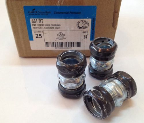 (25) crouse-hinds 661rt 3/4&#034; emt compression coupling, raintight, concrete tight for sale