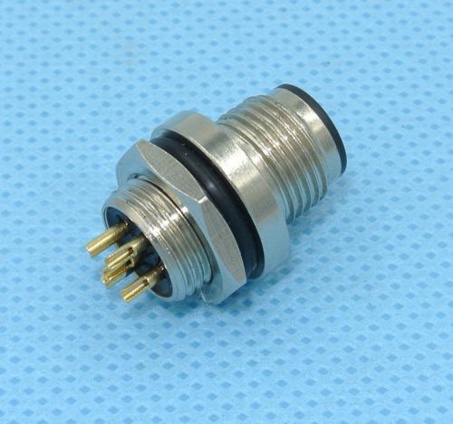 M12 Thread Locking Connector Male 5pin rear panel mount solder type