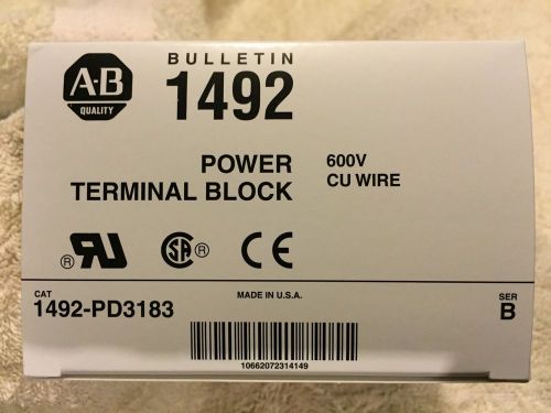 New! Allen-Bradley 1492-PD3183 Power Terminal Block, 600V Factory Packaging