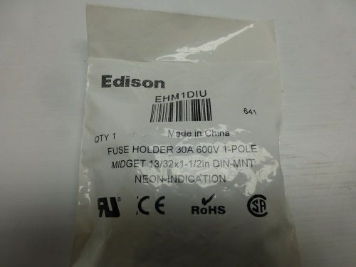 EDISON FUSE HOLDER  -  MIDGET - 30A/600V/1POLE -  NEON INDICATION - NEW
