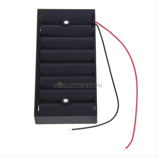 8 AA 2A 12V Battery Clip Holder Box Case Storage with 6 Inches Wire Leads Black