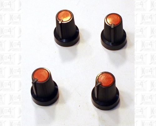 Black and Red Mixing Console Knobs For Knurled Shaft Lot Of 4