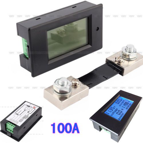 Dc 6.5-100v 100a lcd digital combo panel meter voltage current monitor kwh watt for sale