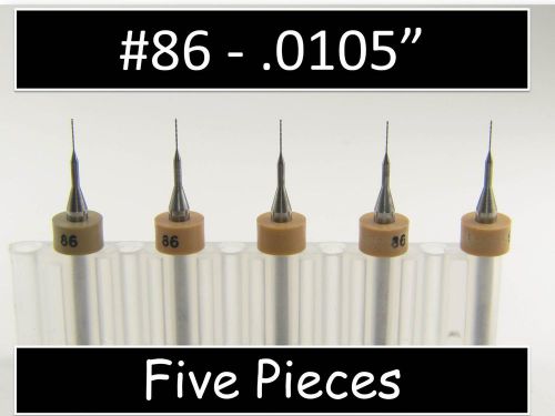 #86 .0105&#034; Five Carbide Drill Bits - Models Hobby PCB CNC Dremel R/S