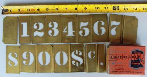 Reese&#039;s Adjustable Brass Stencils 1 1/2&#034; Numbers NIB 16 Interlocking Pieces