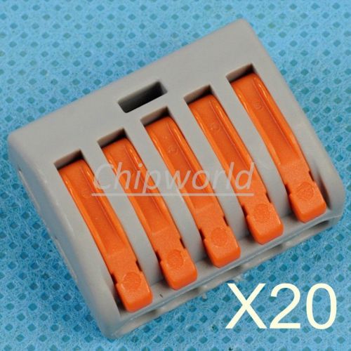 20pcs wago 258105 spring lever push fit cable connector 5 wire 5 pole reuseable for sale