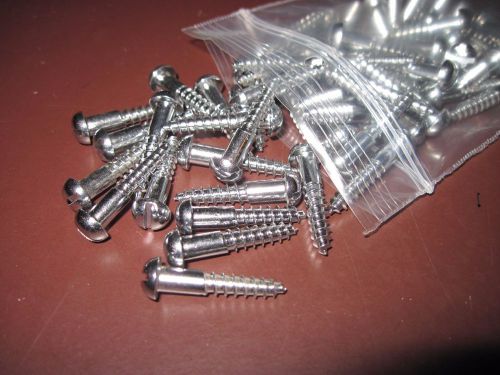 Chrome plated brass wood screws #10 x 1in round head slotted 53 pc for sale