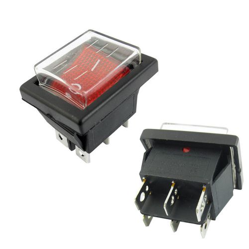 Ac 250v 16a 125v 20a dpdt 2position red button rocker switch w waterproof cover for sale